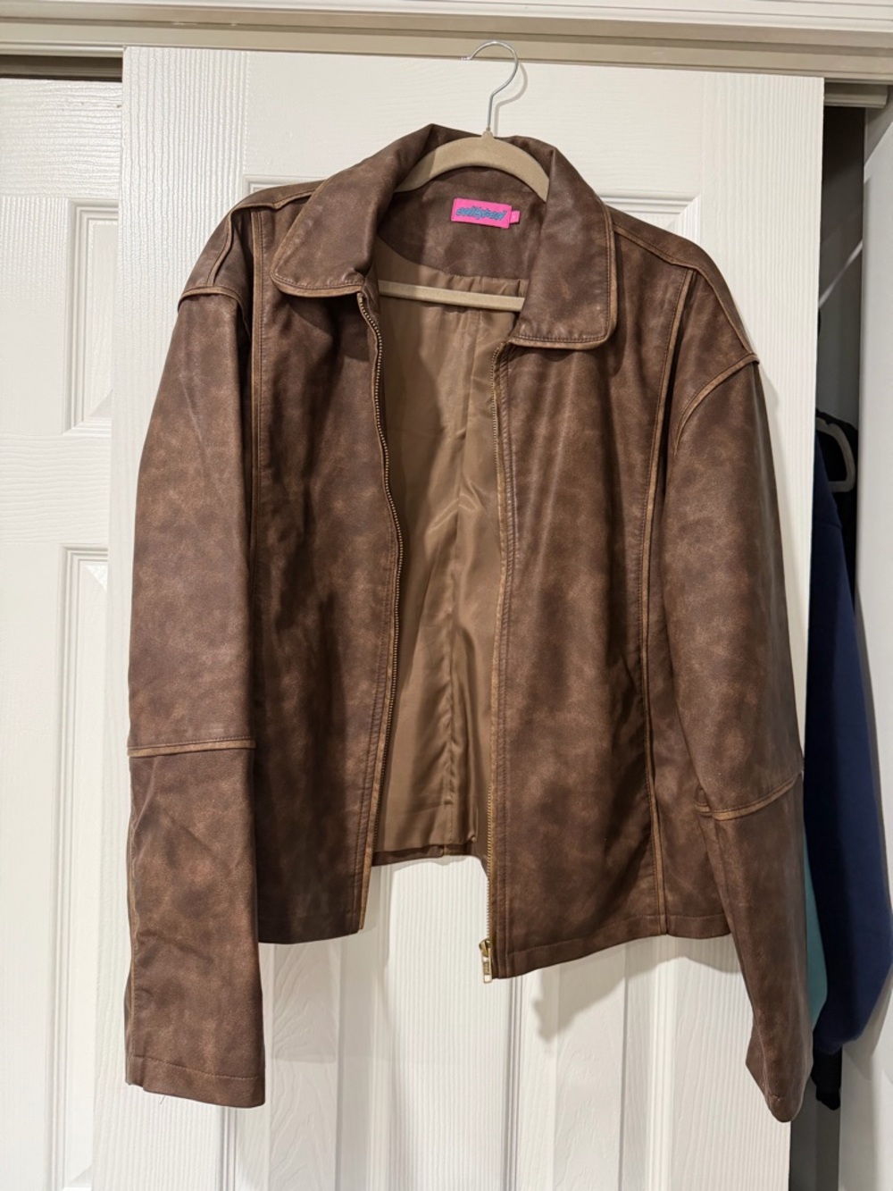 Edikted Faux Leather Oversized Jacket in Dark Brown - Picture 2 of 3